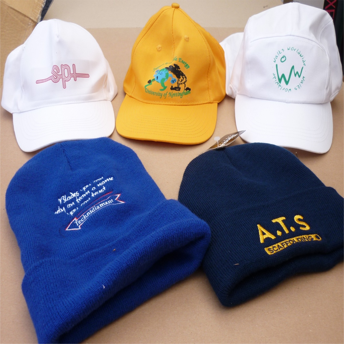 selection of hats with embroidery