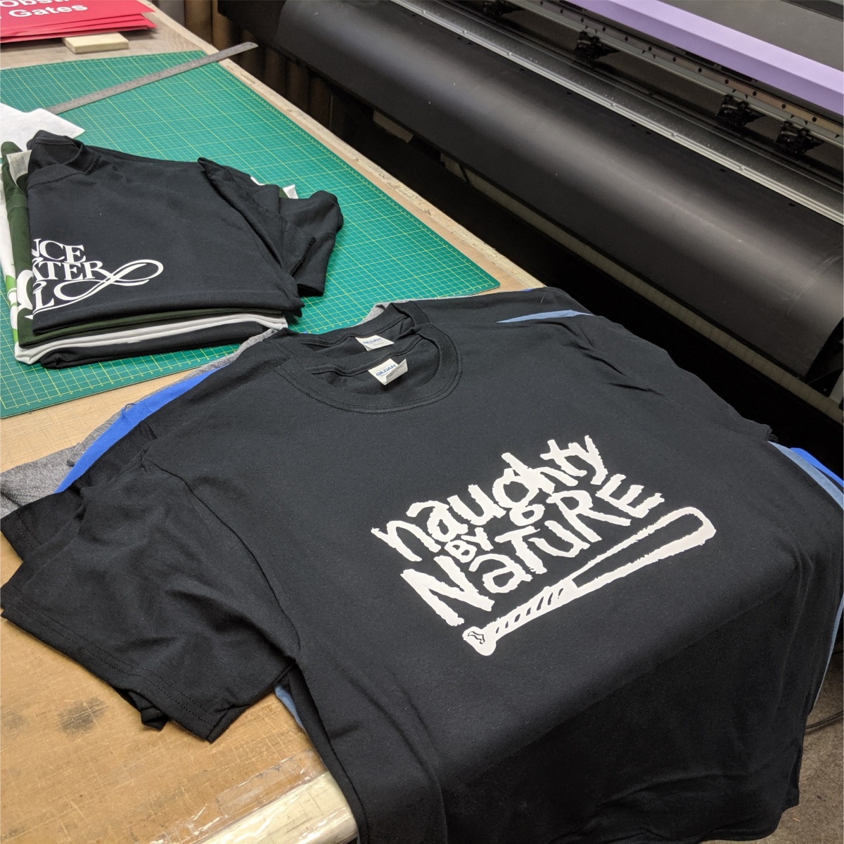 selection of t-shirts currently being printed