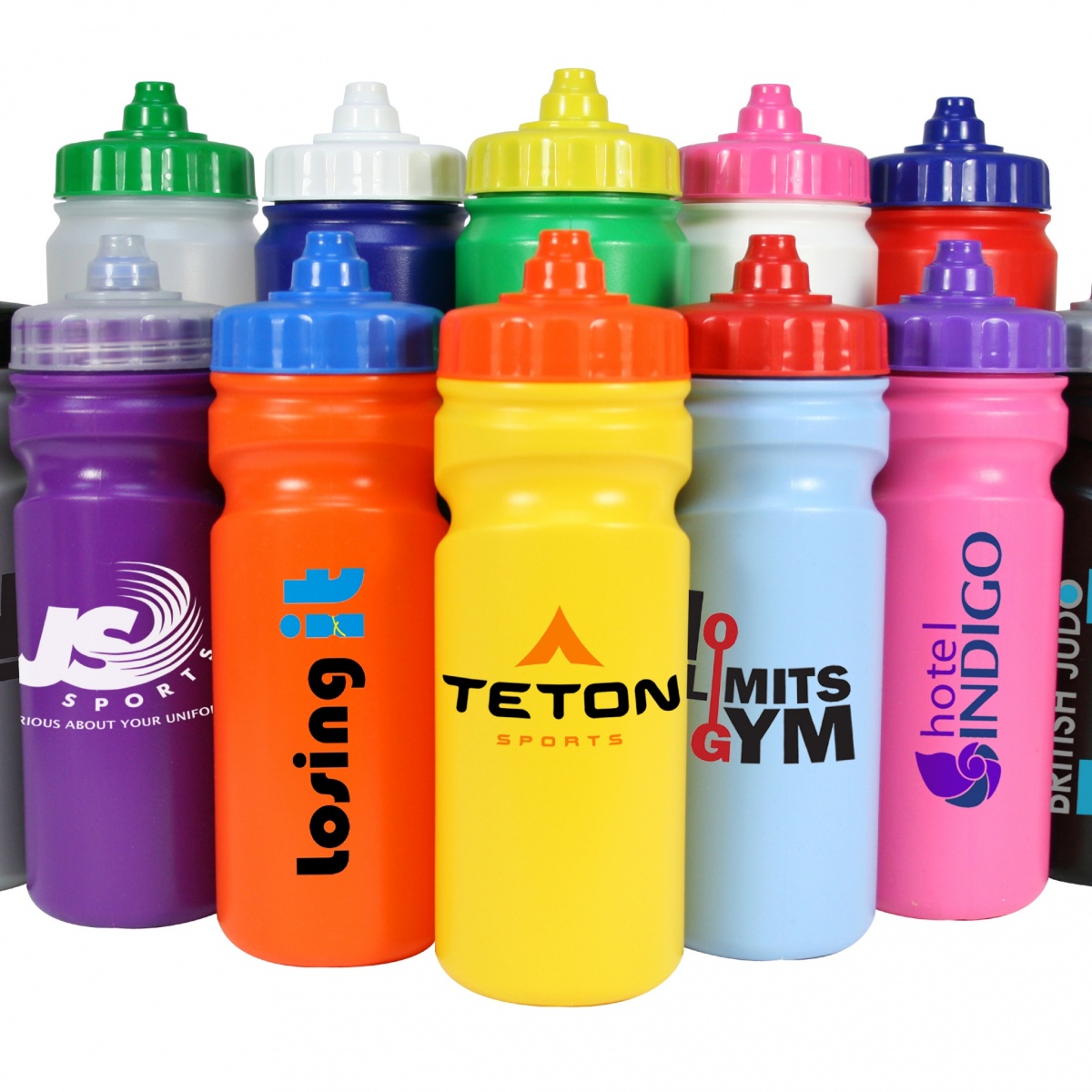 range of printed water bottles