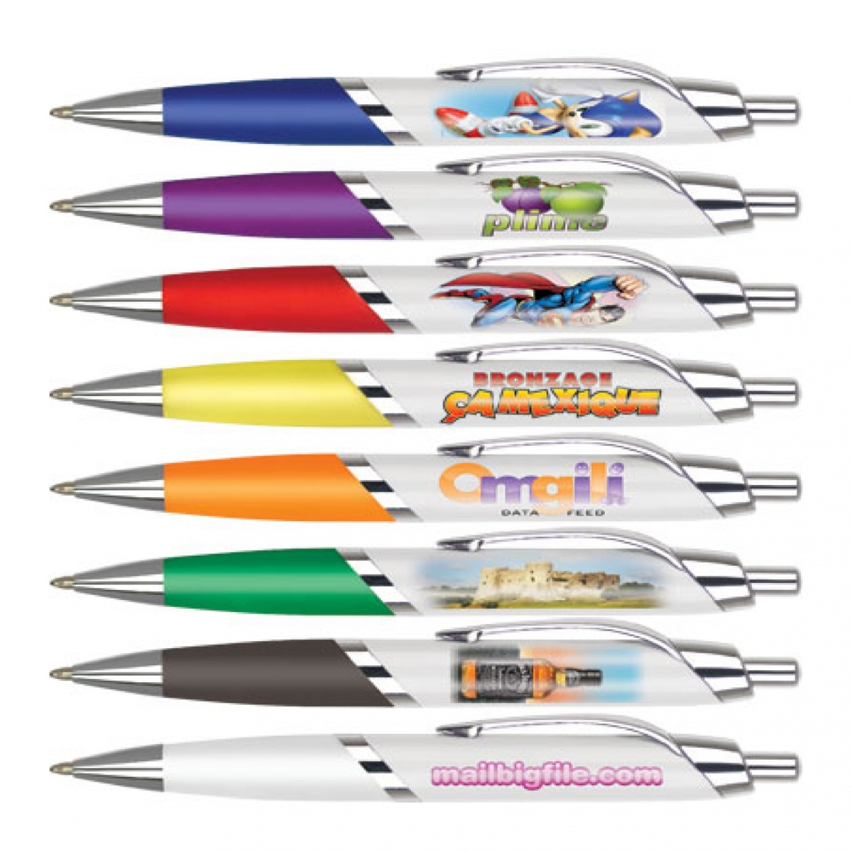 set of printed pens