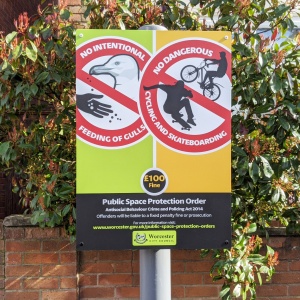 Public Space Protection Order sign mounted to post