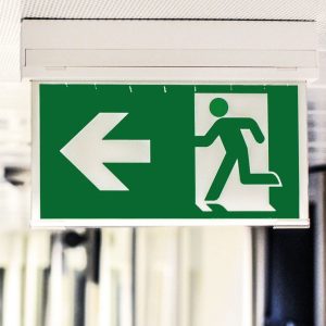 ceiling mounted fire exit direction sign