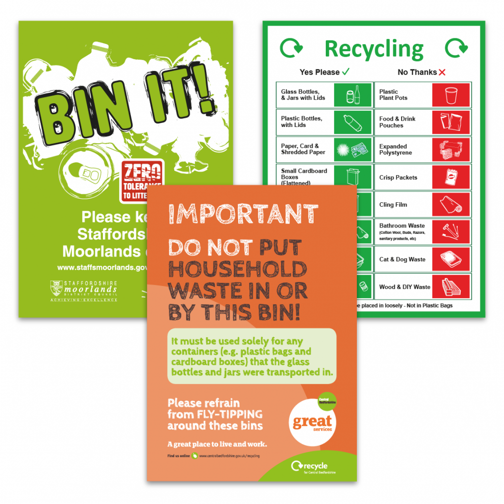 design options for recycling & waste control signs
